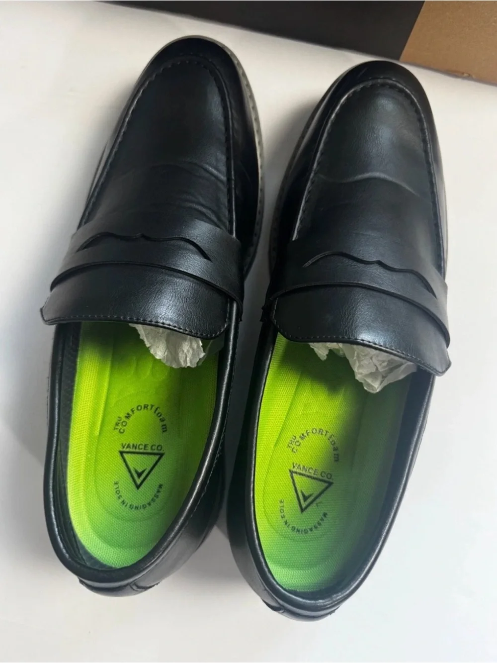 Vance Co Kahlil Mens Size 10.5 Slip-On Penny Loafers Black Leather